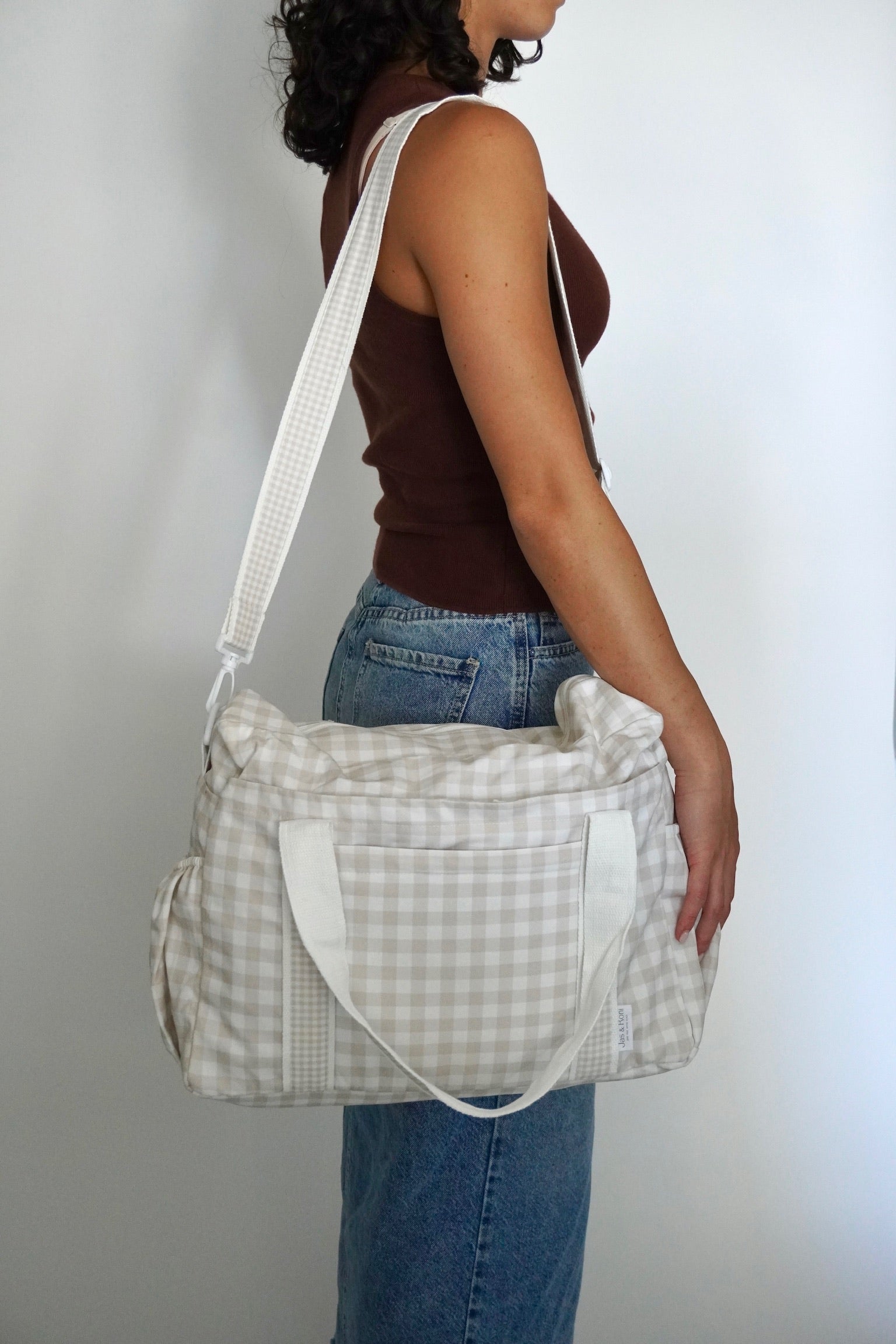 Pañalera beige squares