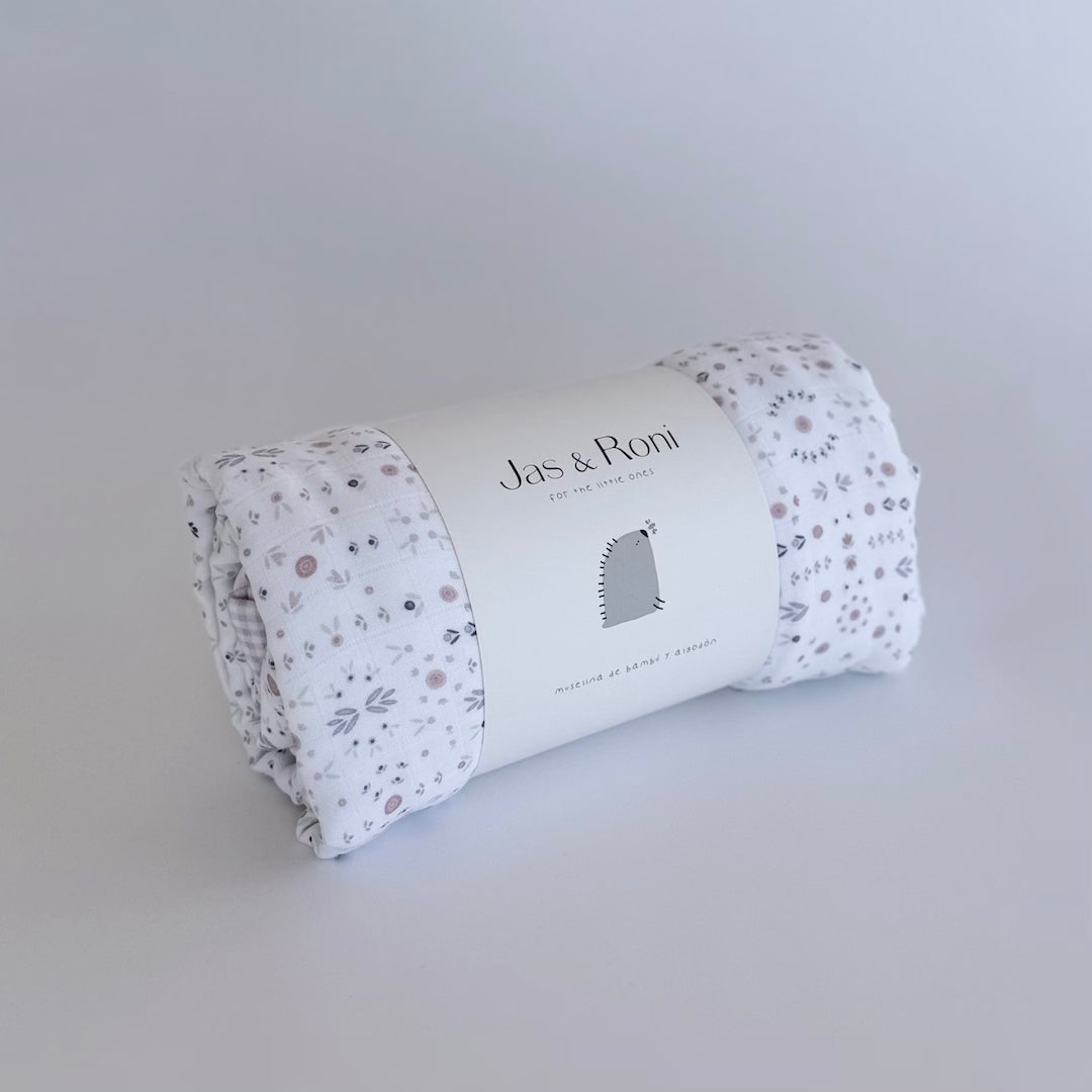 Edredón de muselina blossom & blush pink squares