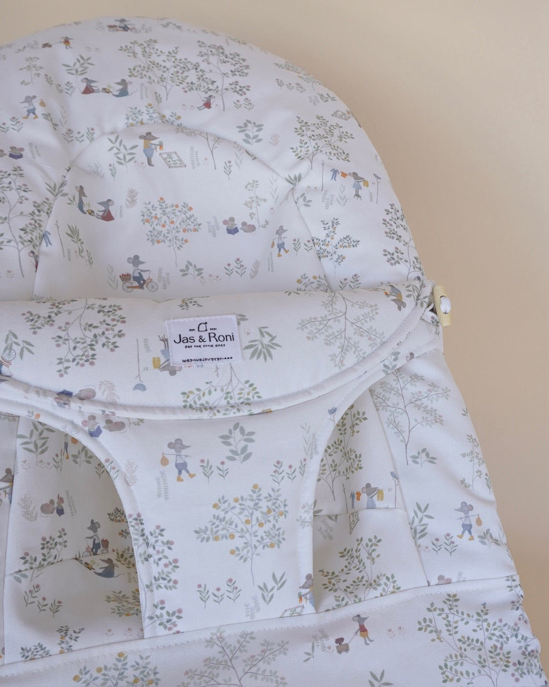 Funda de tela para hamaca de tela estampada de ratones  en  fondo beige