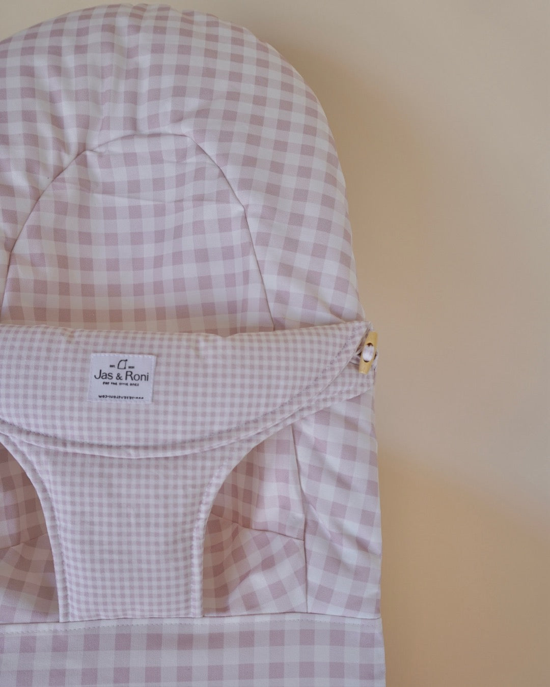 Funda de tela para hamaca de tela estampada a cuadros rosa en  fondo beige