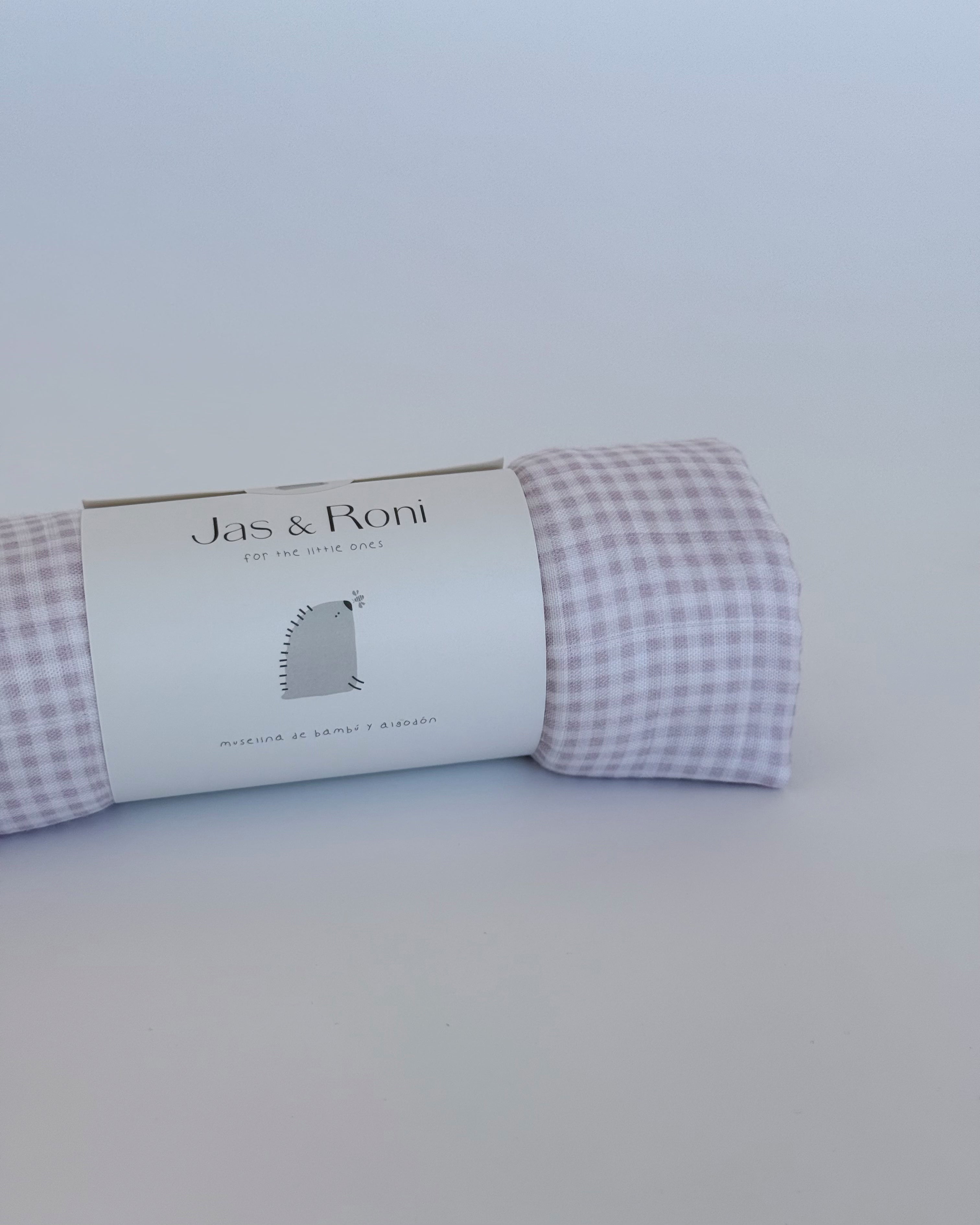 Sabana de Muselina enrollada estampado de cuadros pequeños rosa