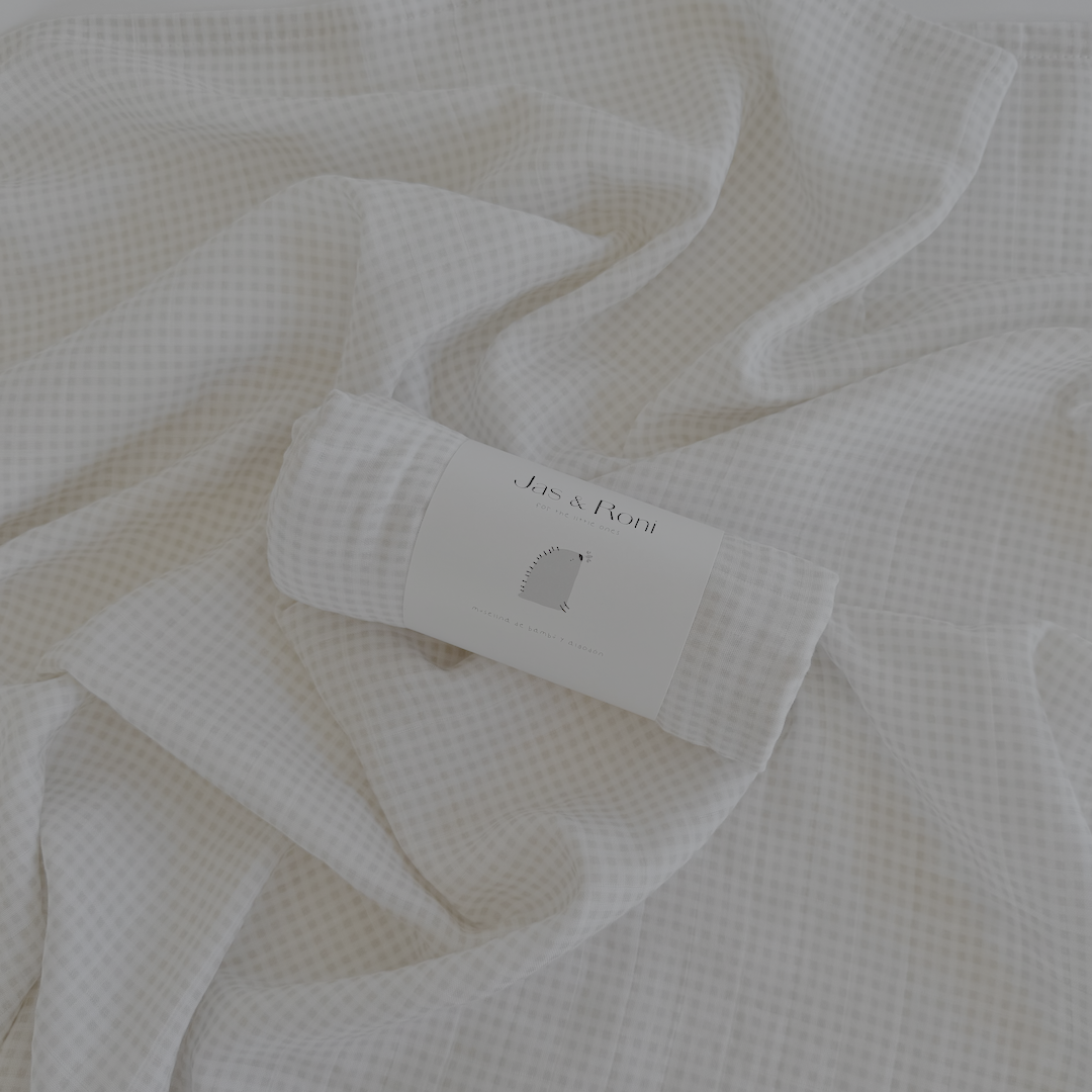 Sabana de Muselina estampado de cuadros pequeños beige