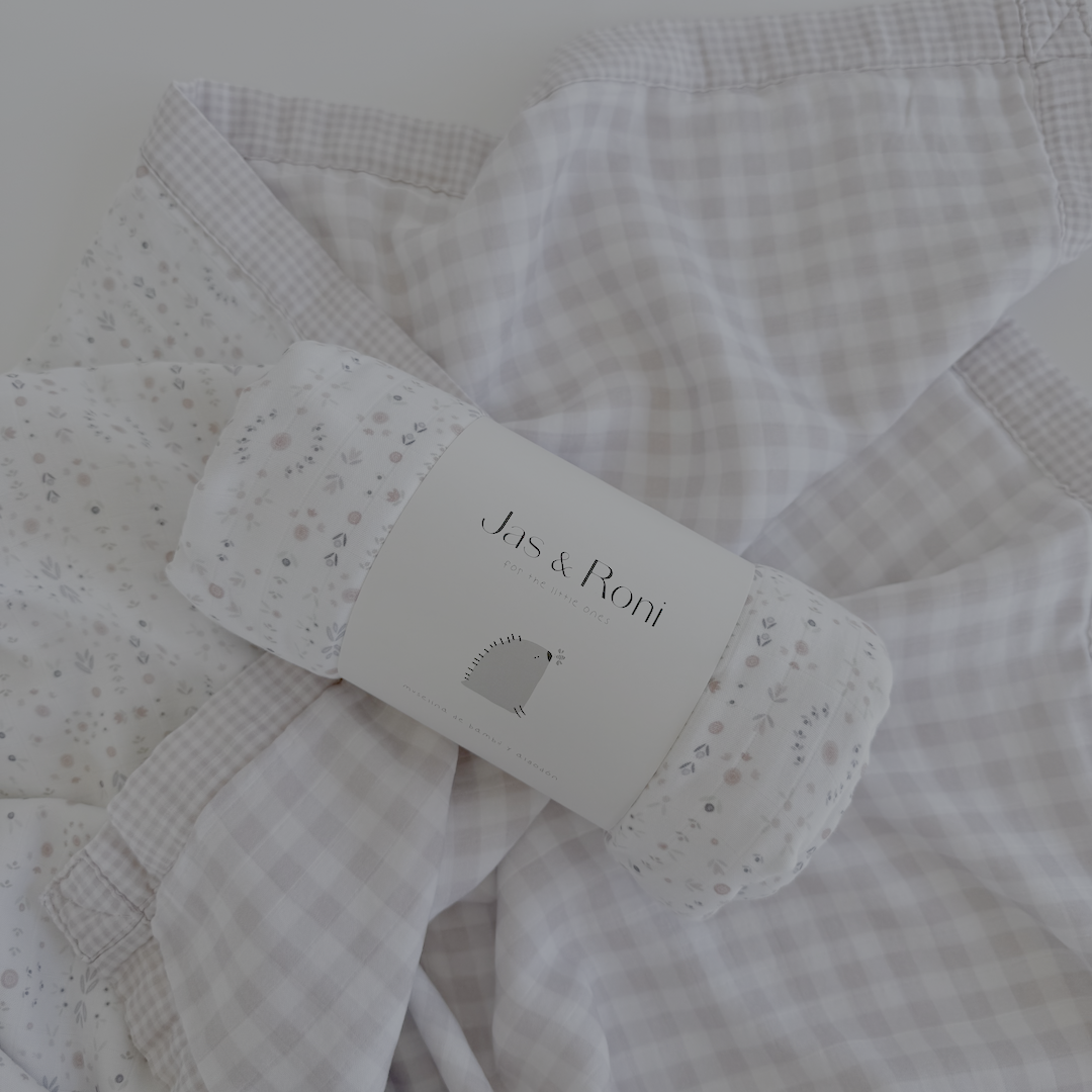 Edredón de muselina blossom & blush pink squares