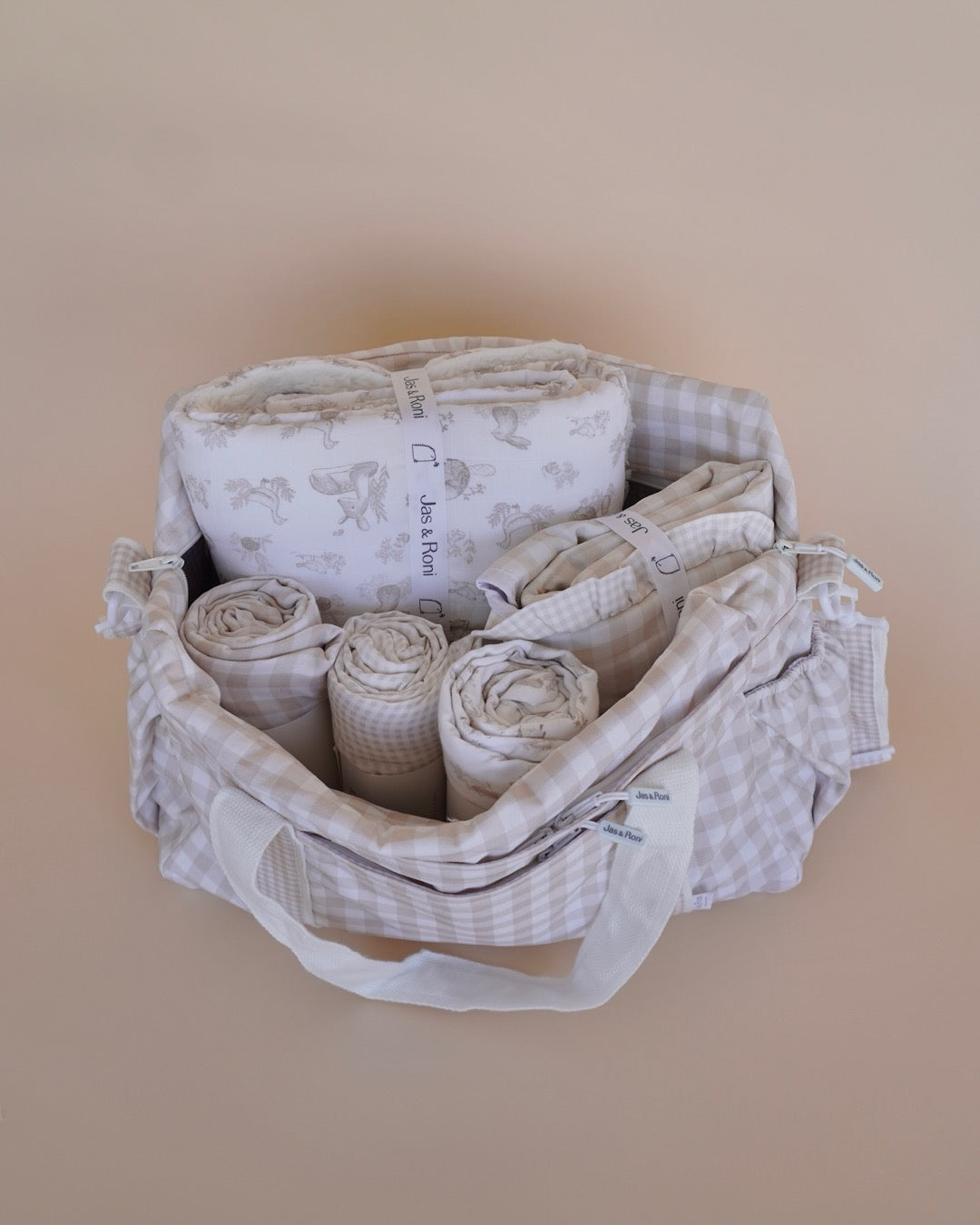 Pañalera beige squares