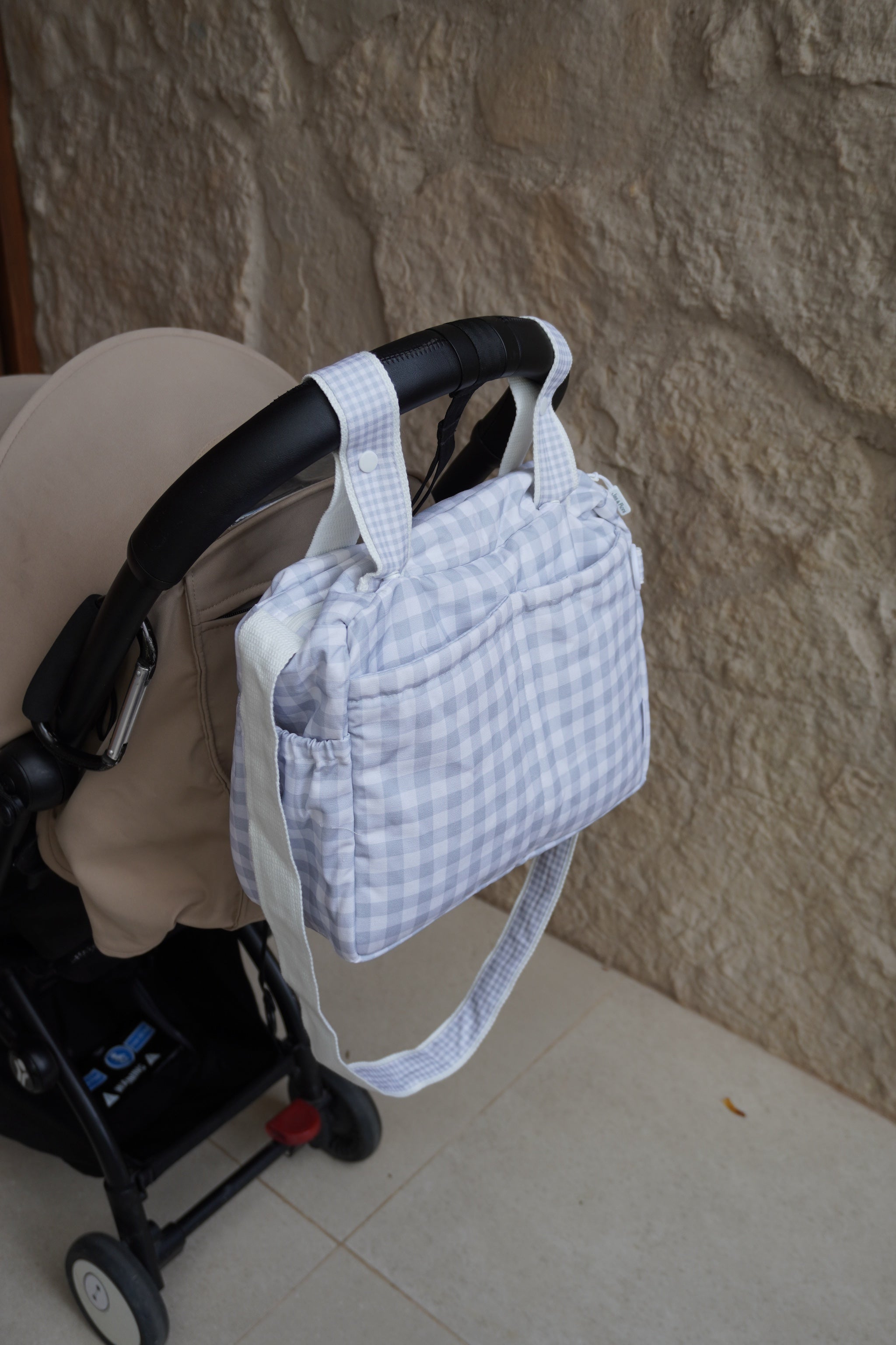 Pañalera para carriola big grey squares