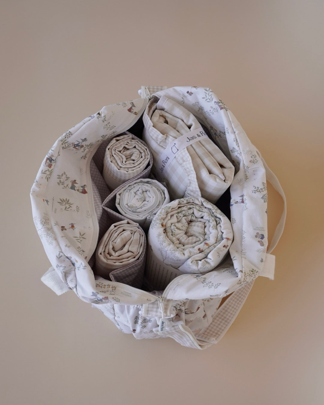 Pañalera mouse country & beige squares