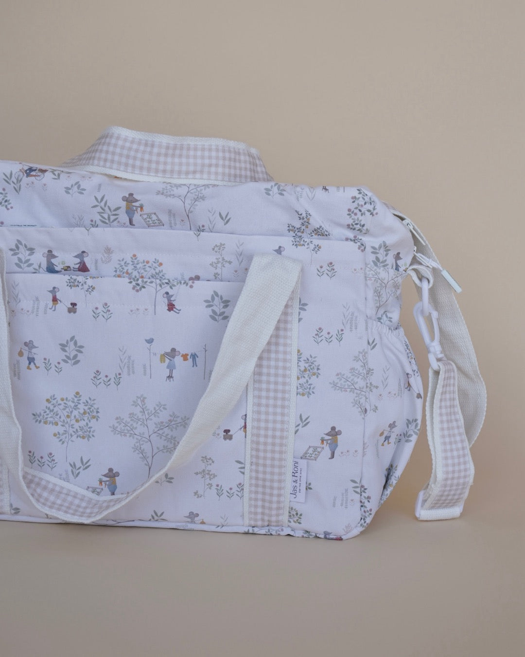 Pañalera mouse country & beige squares