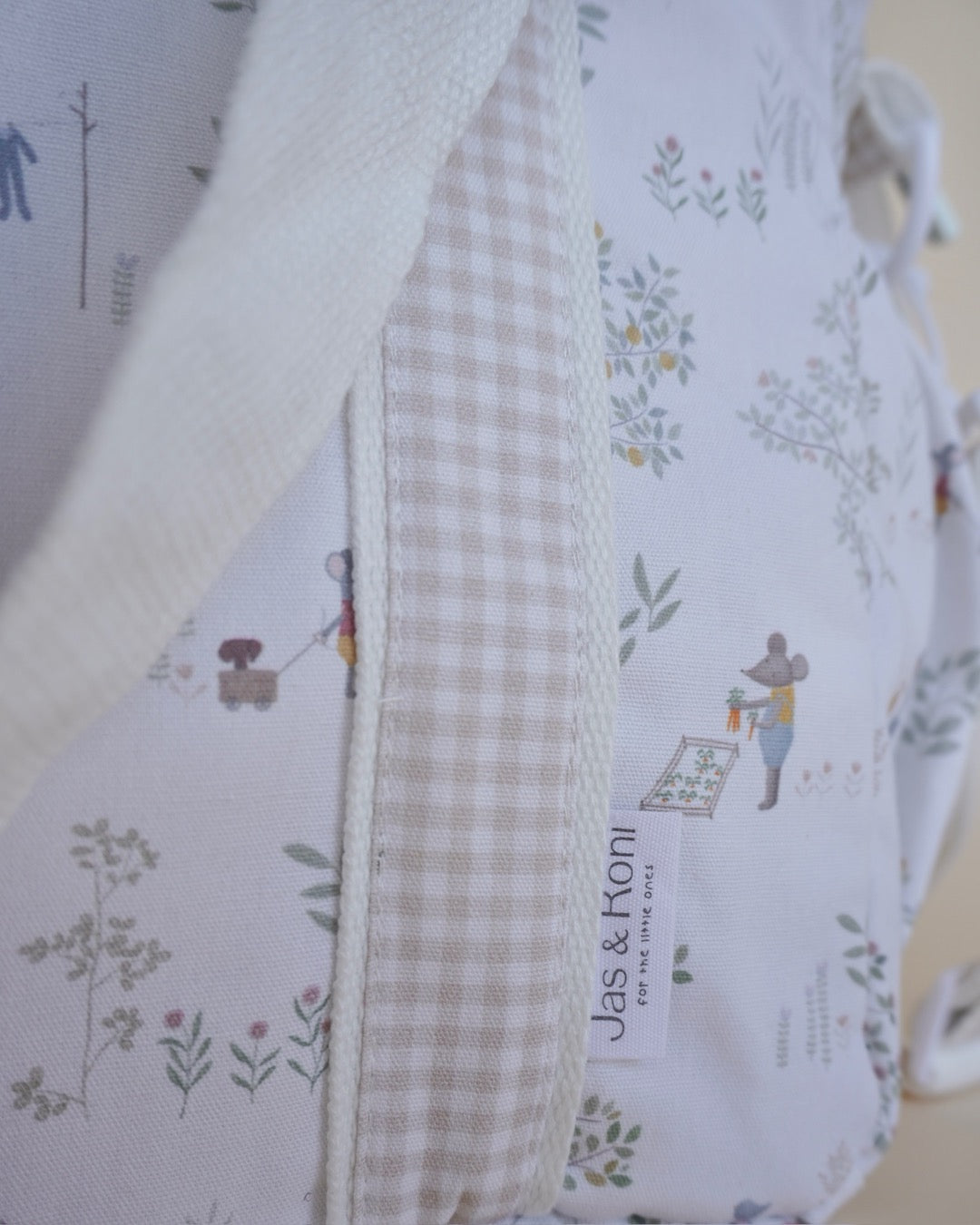 Pañalera mouse country & beige squares