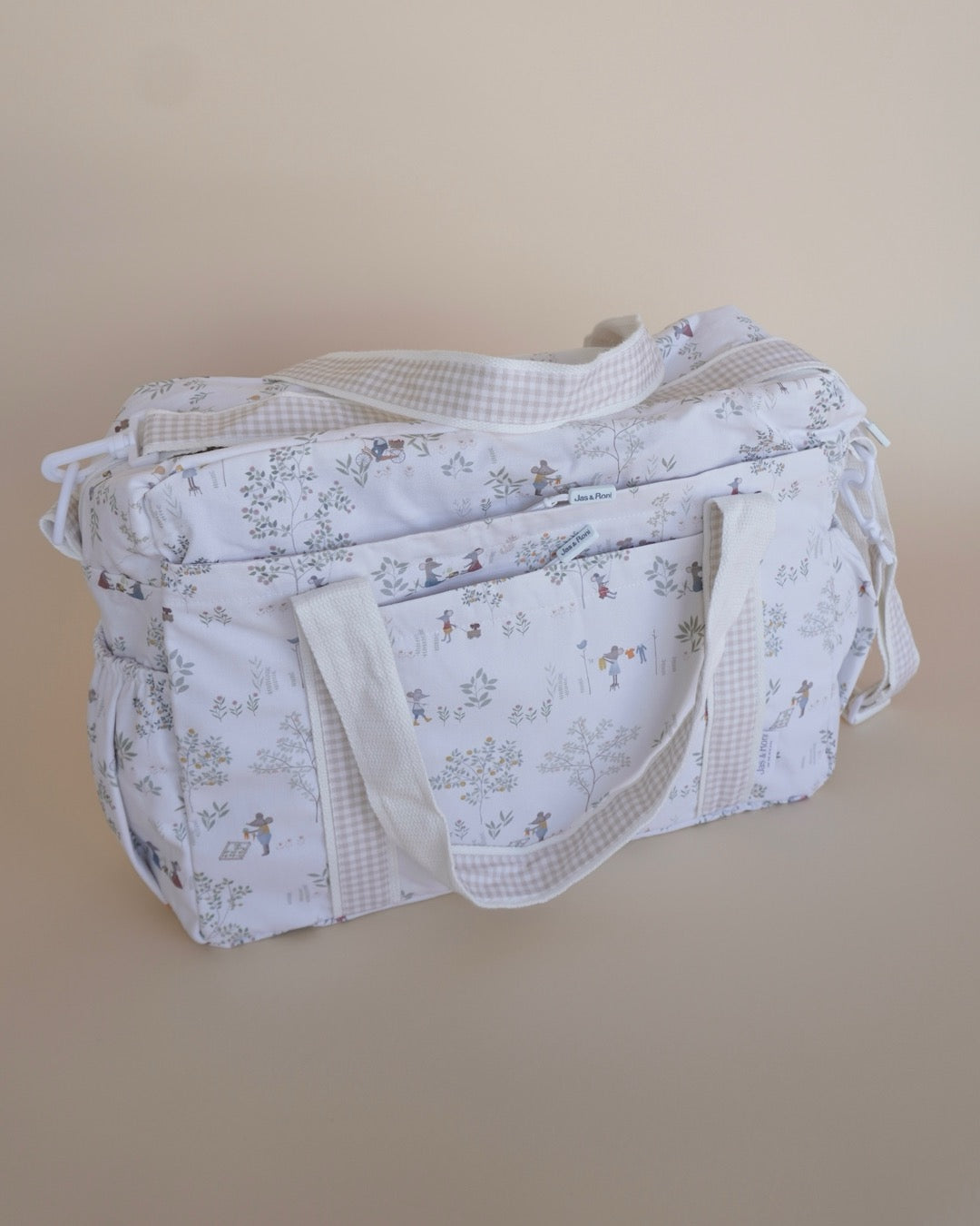 Pañalera mouse country & beige squares