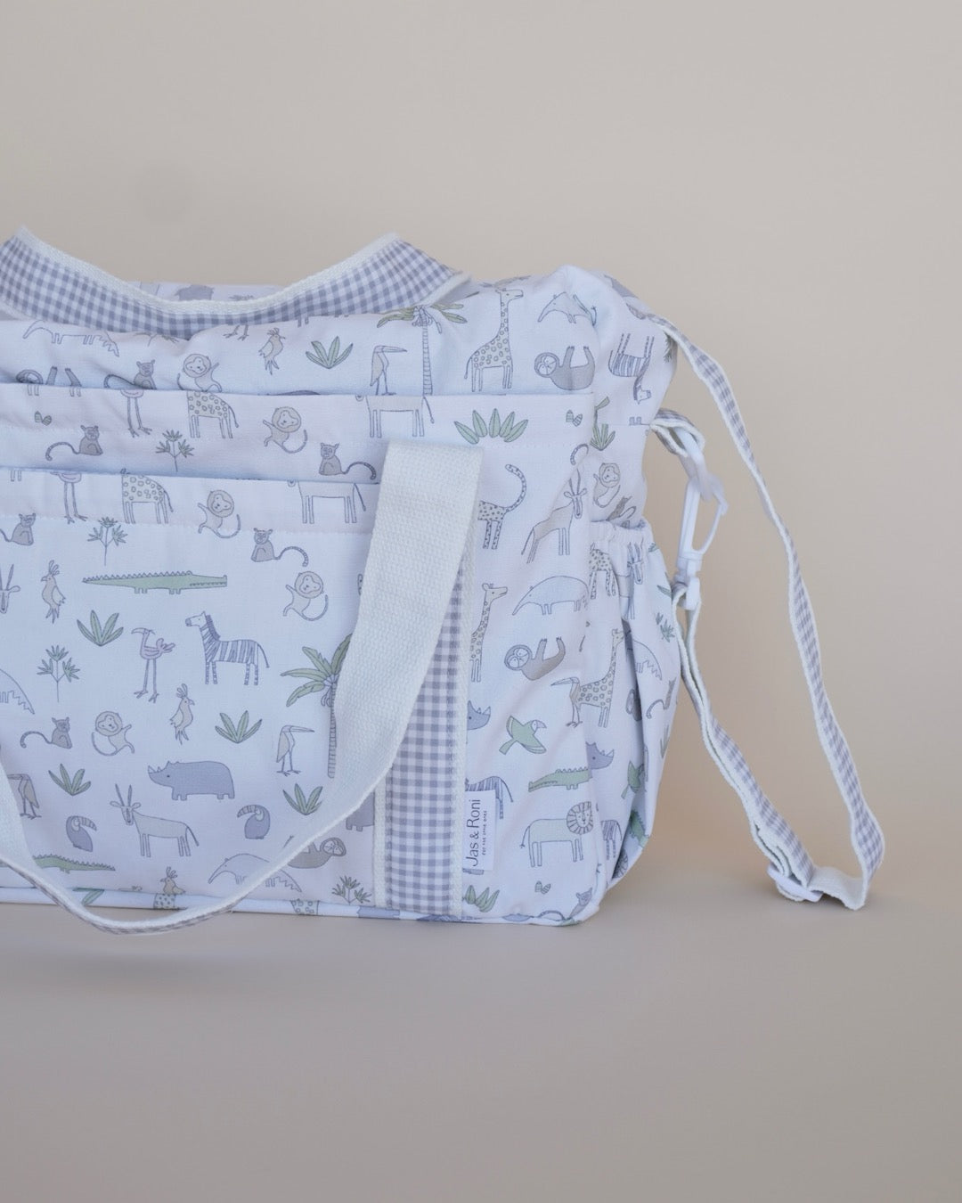 Pañalera safari & grey squares