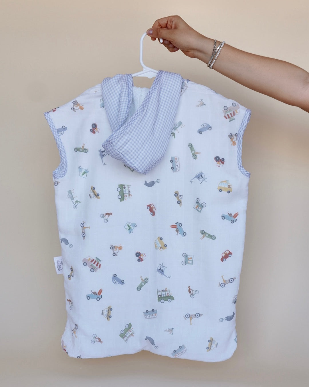 Poncho cars & blue squares medium