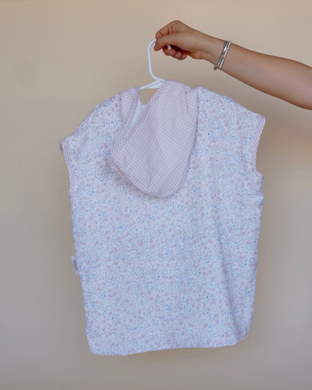 Poncho little flowers & pink squares small