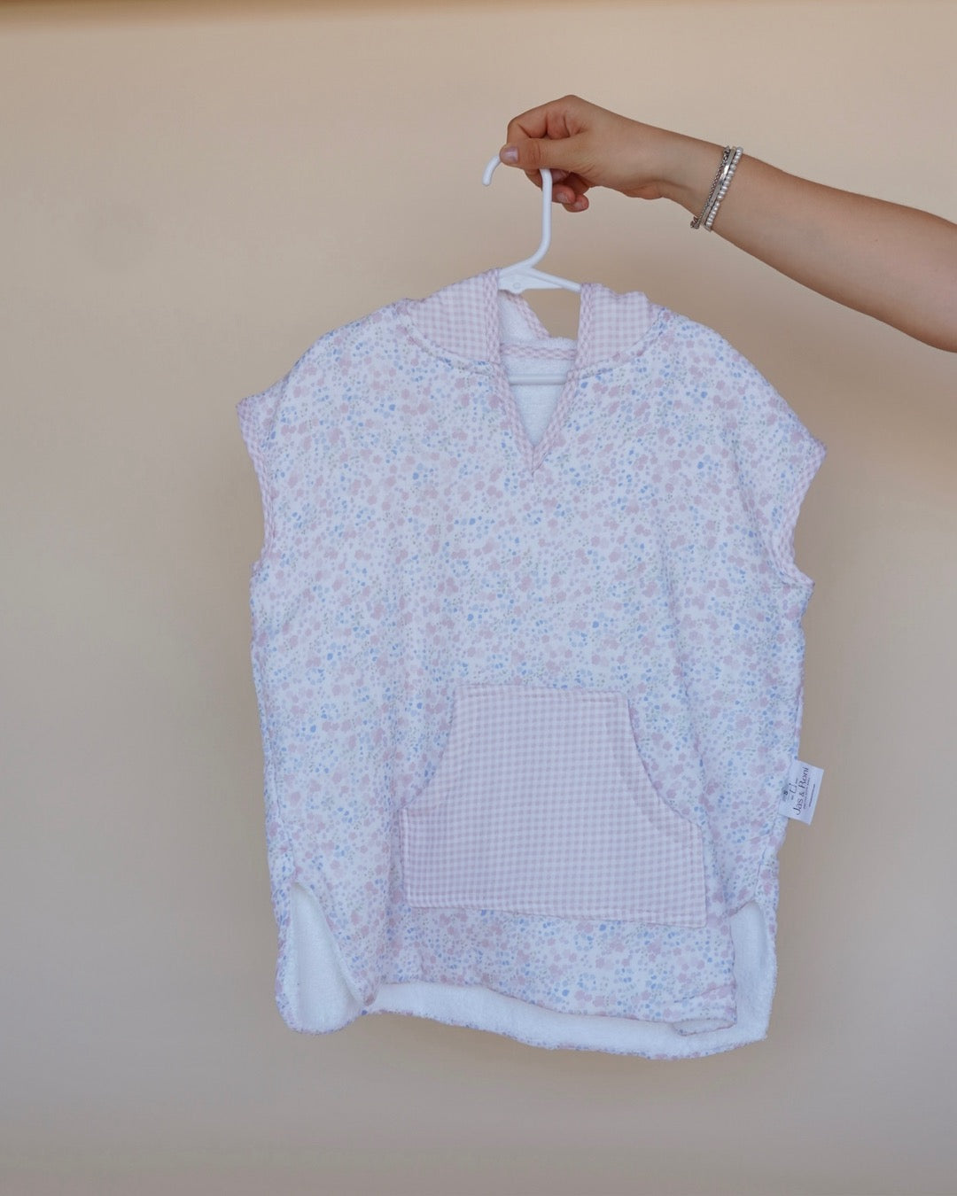 Poncho little flowers & pink squares small