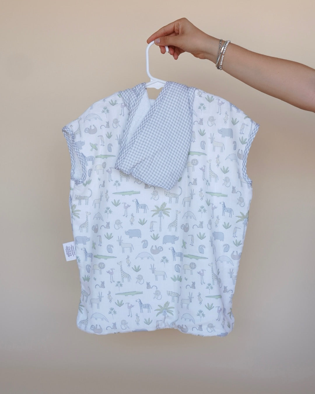 Poncho safari & grey squares small