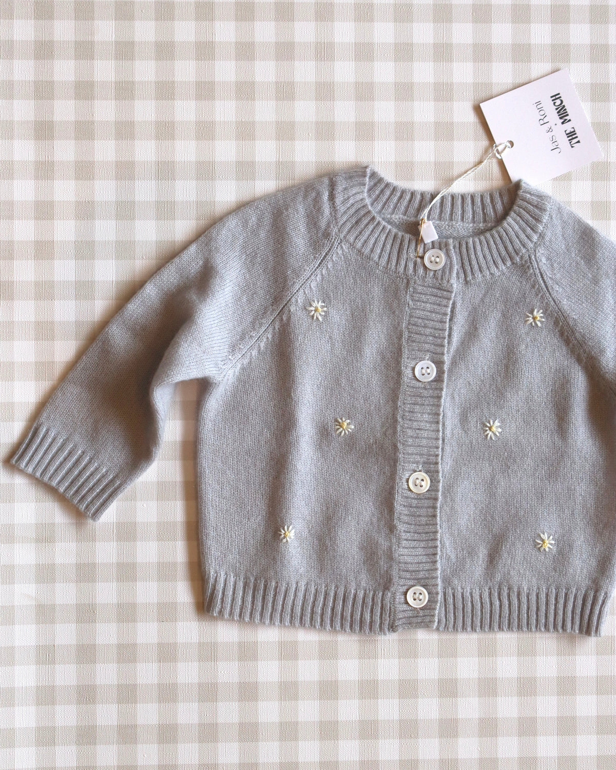 Set de Cashmere Gris con Margaritas