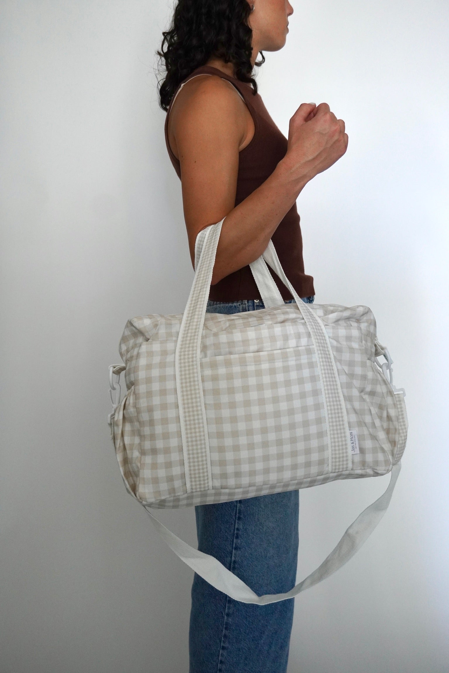 Pañalera beige squares