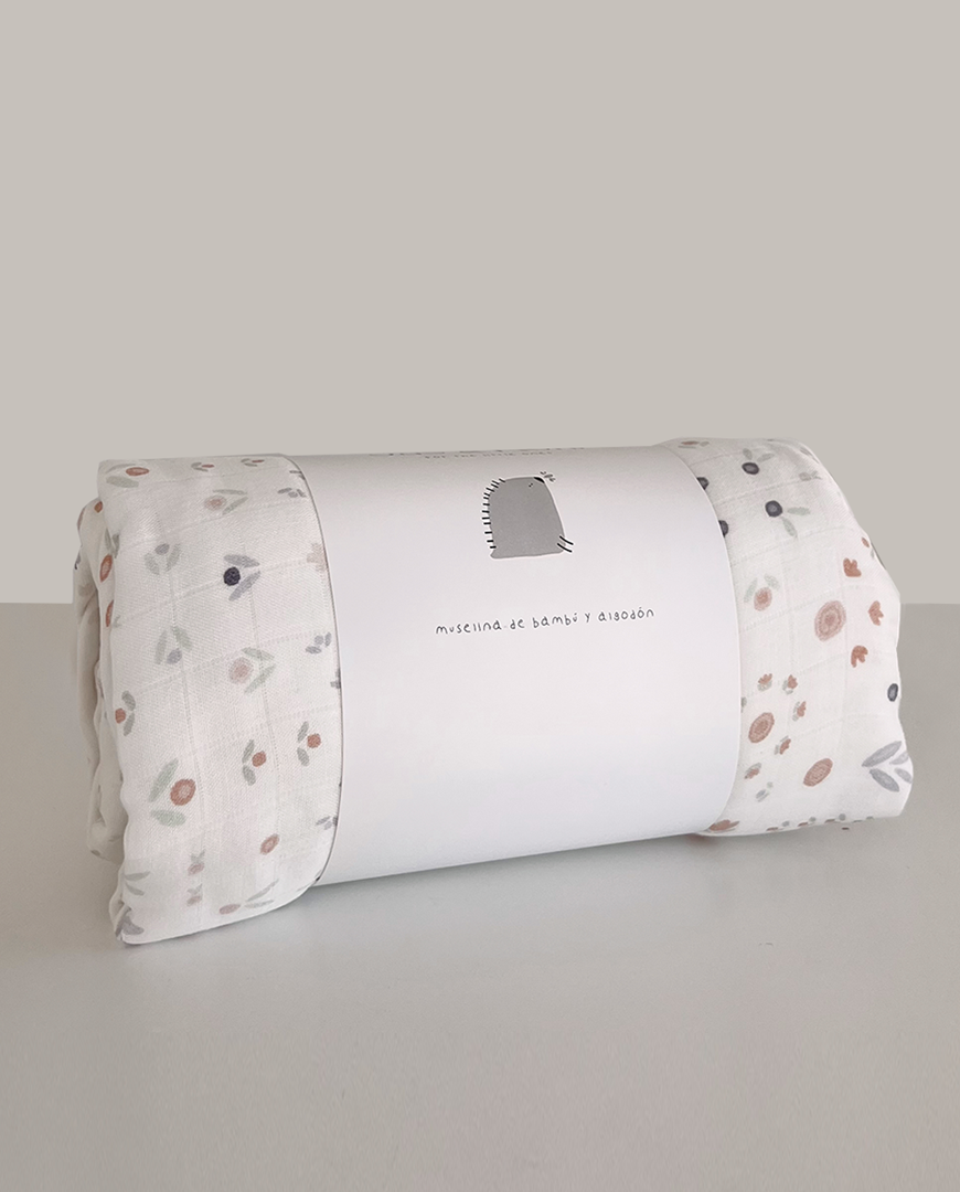 Edredón de muselina blossom estampado grande & pink squares (Past Edition)