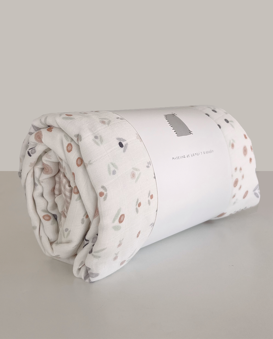 Edredón de muselina blossom estampado grande & pink squares (Past Edition)