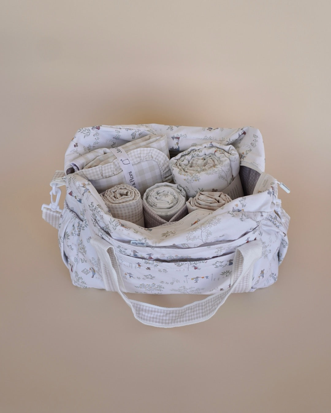 Pañalera mouse country & beige squares