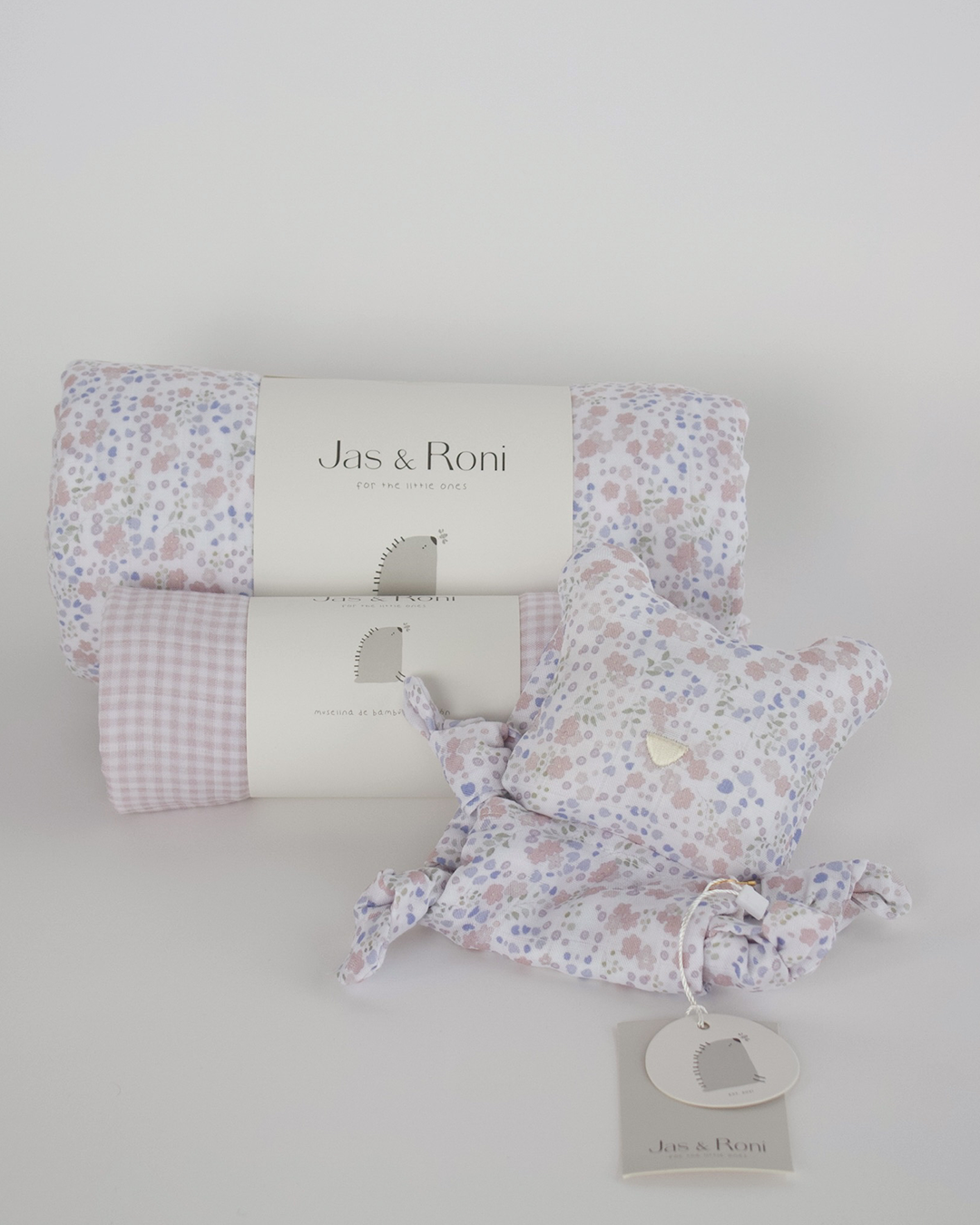 Set de edredón, muselina y animalito de apego